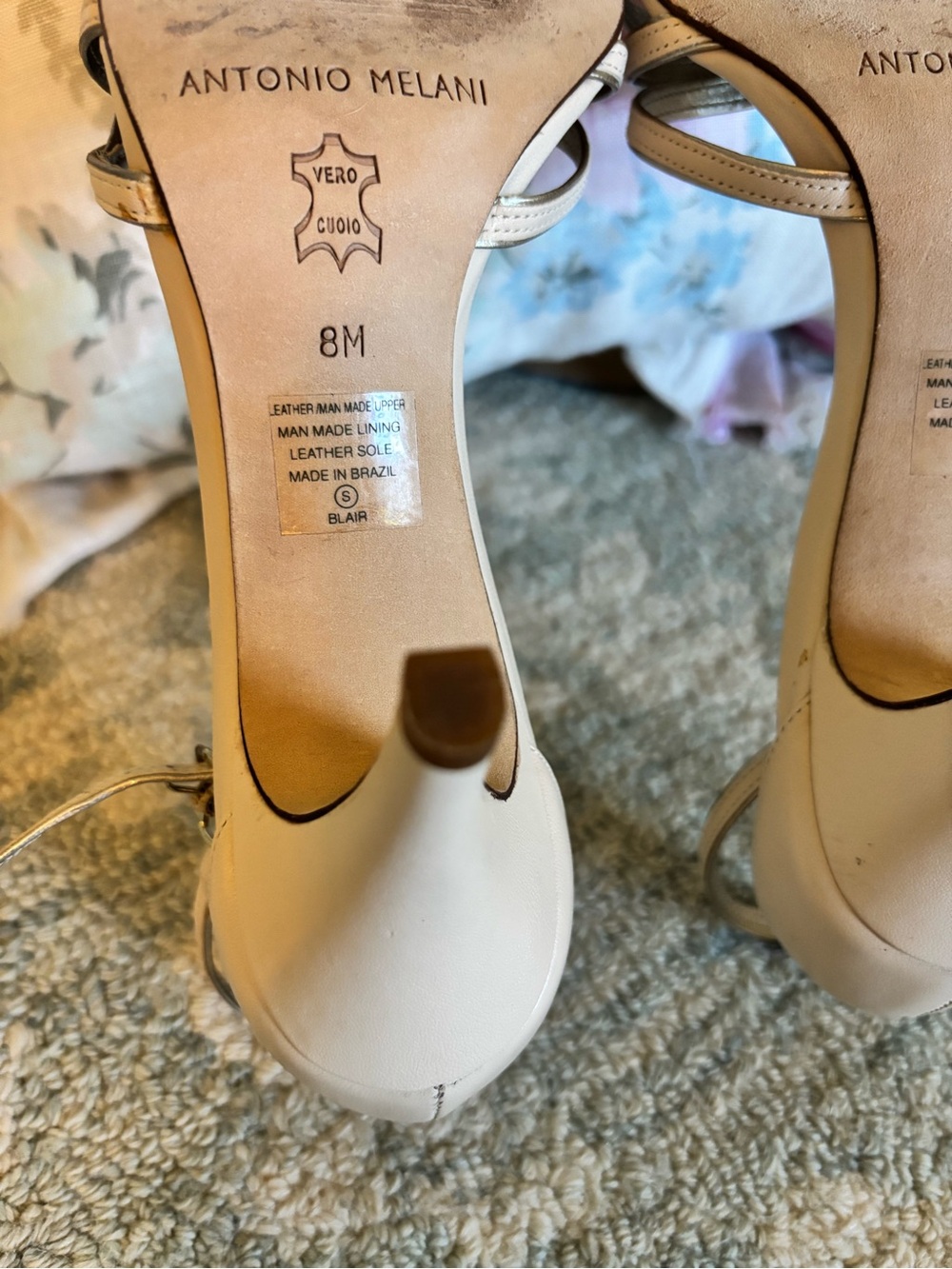 ANTONIO MELANI BLAIR Size 8 Strappy Heel Heels Cream Ivory Gorgeous! EUC - Picture 6 of 6